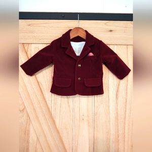 Ralph Suit Coat Burgundy Velvet (9-12 months)